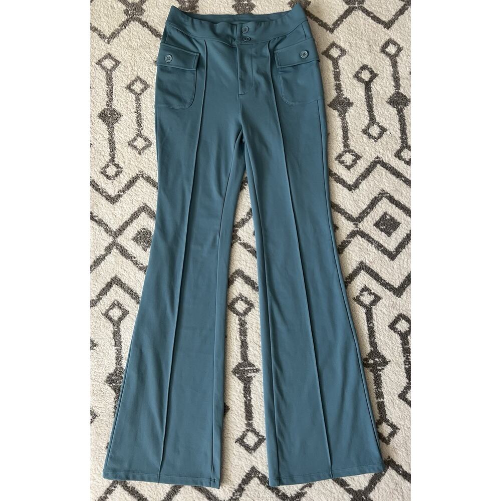 HALARA Blue Green Sculpt Knit Booty Boost High Waist Flare Pants Sz M NWT - Picture 4 of 11